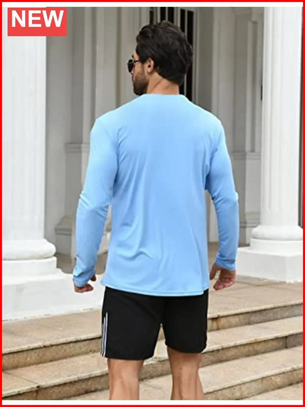 UPF 50+ Men's Rash Guard Long Sleeve Lightweight Quick-Dry Swim Shirt with